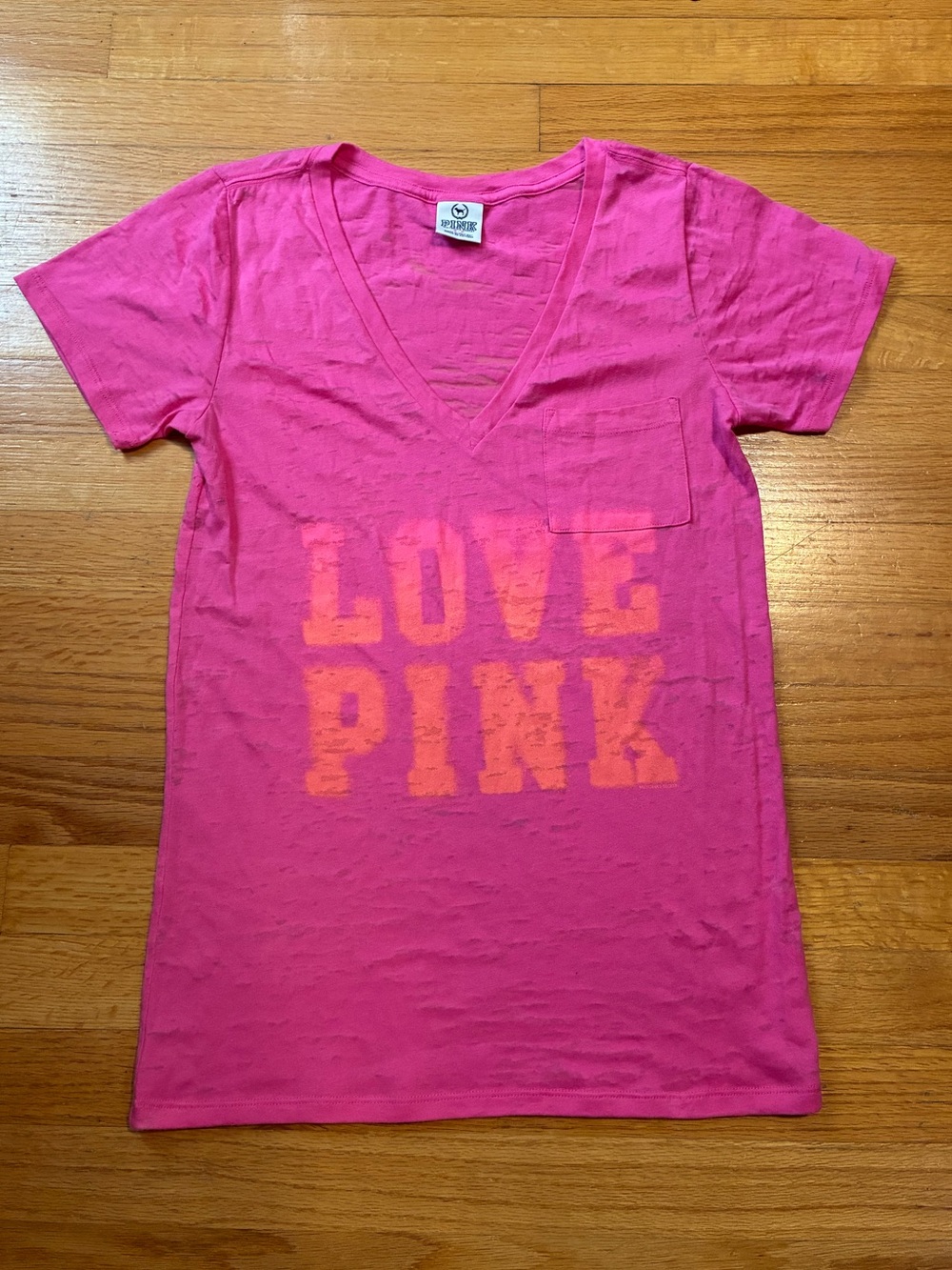 PINK Victoria’s Secret V-Neck T-Shirt Pink Women’s Small Petite